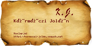 Körmöczi Jolán névjegykártya