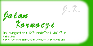 jolan kormoczi business card